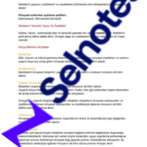 9. Sınıf Kimya Ders Notu