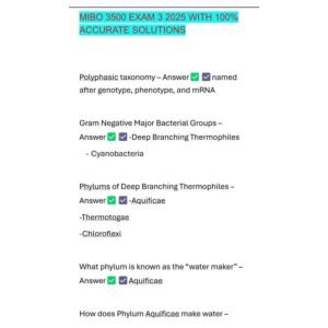 MIBO 3500 EXAM 3 2025 WITH 100%  ACCURATE SOLUTIONS  