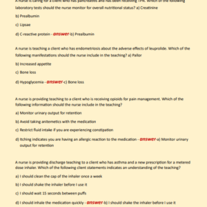 ATI RN MEDICAL SURGICAL PROCTORED 2024 TEST BANK ACTUAL EXAM ALL 220 QUESTIONS AND CORRECT DETAILED ANSWERS WITH RATIONALES (VERIFIED ANSWERS) |ALREADY GRADED A+ - Image 4