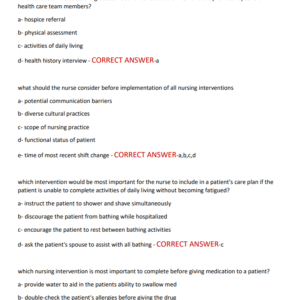 GALEN NSG 3100 EXAM 1 LATEST 2025-2026 WITH 100 REAL EXAM QUESTIONS AND CORRECT VERIFIED ANSWERS ALREADY GRADED A+/ NSG 3100 EXAM 1 (FUNDAMENTAL CONCEPTS & SKILLS FOR NURSING PRACTICE I) - Image 3