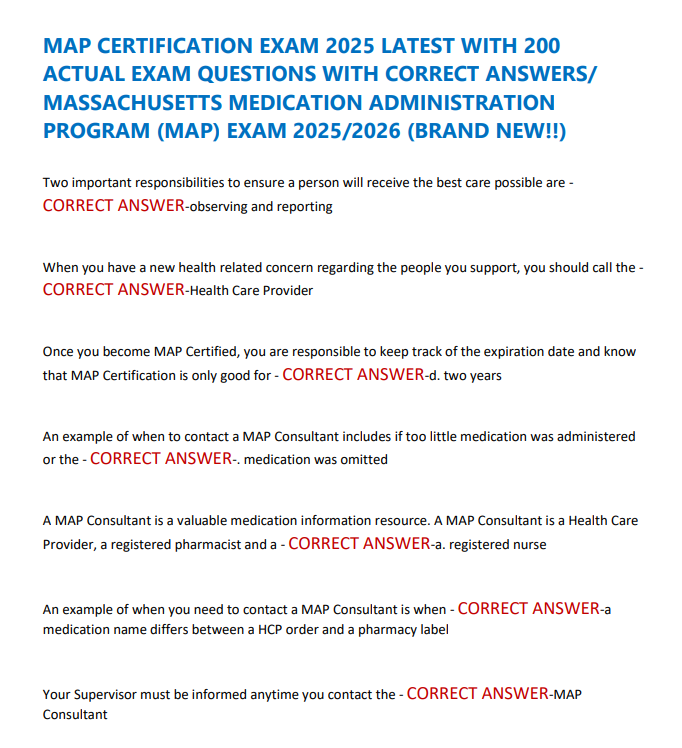 MAP EXAM 2025 LATEST WITH 200 ACTUAL EXAM QUESTIONS WITH Screenshot 13 19 