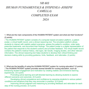 NR 603 IHUMAN FUNDAMENTALS & DYSPENEA -JOSEPH CAMELLA) COMPLETED EXAM 2024 - Image 1