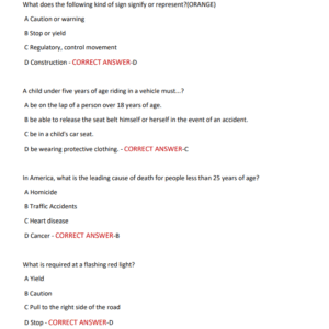 DRIVER’S ED PERMIT TEST 2025-2026 |100 VERIFIED QUESTIONS & ANSWERS | RULES OF THE ROAD, SAFETY LAWS & TRAFFIC SIGNS - Image 4