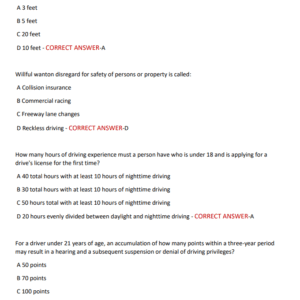 DRIVER’S ED PERMIT TEST 2025-2026 |100 VERIFIED QUESTIONS & ANSWERS | RULES OF THE ROAD, SAFETY LAWS & TRAFFIC SIGNS - Image 3