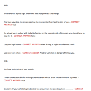 DEFENSIVE DRIVING & ROAD SAFETY TRAINING | COMPLETE 2025–2026 COURSE REVIEW | SESSION-BY-SESSION ANSWERS & POST-TEST INCLUDED - Image 3