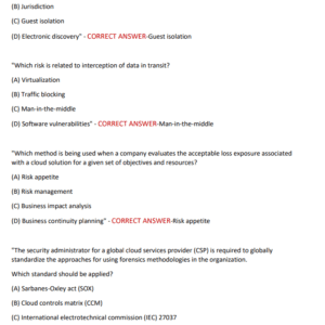 WGU C838 – CLOUD SECURITY | 2025–2026 PRE-ASSESSMENT ANSWERS | 140 VERIFIED QUESTIONS & A+ CORRECT RESPONSES - Image 4