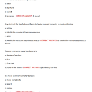 Nevada Barber State Board Exam 2025 350+ Practice Questions and Correct Verified Answers/ Nevada State Board Barber Practice Test Questions with Accurate Answers covering the recent questions taken in the exam - Image 4