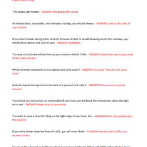 CALIFORNIA DMV PERMIT PRACTICE EXAM QUESTIONS AND VERIFIED ANSWERS 2024 LATEST GRADED A+ - Image 4