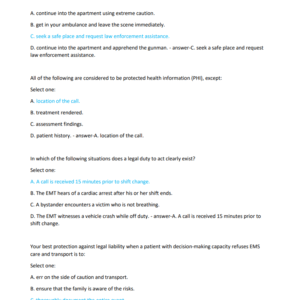 EMT FINAL REAL EXAM QUESTIONS AND CORRECT ANSWERS 2024-2025 LATEST UPDATES//GRADED A+ - Image 3