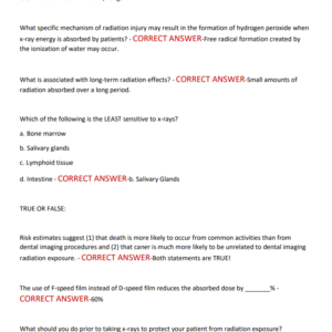 TCDHA RAD 1 Exam Actual Exam 2025 | Complete Questions and CORRECT ANSWERs | Graded A+ | Verified Answers | Latest Version | Brand New Version! - Image 3
