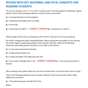 OB FINAL – 2025 OBSTETRICS COMPREHENSIVE EXAM REVIEW WITH KEY MATERNAL AND FETAL CONCEPTS FOR NURSING STUDENTS