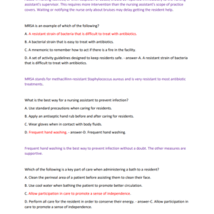 CNA HEADMASTERS REAL EXAM QUESTIONS AND CORRECT ANSWERS 2024-2025 LATEST UPDATES//GRADED A+ - Image 4