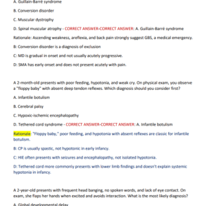 CERTIFIED PEDRIATRIC NURSE PRACTITIONER {CPNP-PC} ACTUAL EXAM 400 QUESTIONS AND CORRECT ANSWERS WITH RATIONALES AREADY GRADED A+ - Image 4