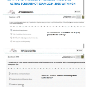 ATI RN FUNDAMENTALS OF NURSING PROCTORED ACTUAL SCREENSHOT EXAM 2024-2025 WITH NGN - Image 1