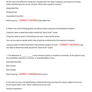CISR ELEMENTS OF RISK MANAGEMENT ACTUAL EXAM WITH 300 QUESTIONS AND CORRECT ANSWERS PLUS A STUDY GUIDE/ 2025/2026 CISR ELEMENTS OF RISK MANAGEMENT TEST (NEW!) - Image 4