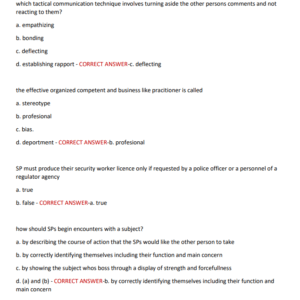 ALBERTA BASIC SECURITY TRAINING EXAM 2024 WITH 150 QUESTIONS AND CORRECT ANSWERS/ 2024/2025 BASIC SECURITY TRAINING EXAM- JIBC QS AND AS (BRAND NEW!) - Image 3