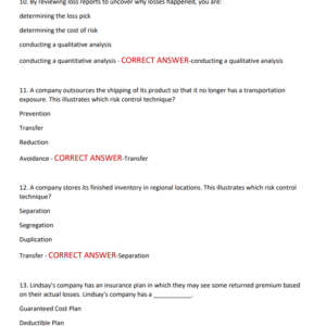 CISR ELEMENTS OF RISK MANAGEMENT ACTUAL EXAM WITH 300 QUESTIONS AND CORRECT ANSWERS PLUS A STUDY GUIDE/ 2025/2026 CISR ELEMENTS OF RISK MANAGEMENT TEST (NEW!) - Image 3