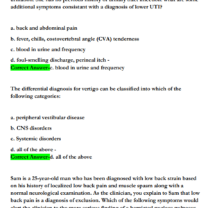 NR511 / NR 511 Final Exam Differential Diagnosis & Primary Care Practicum |100 Actual Questions and Answers Latest Updated 2025/2026 (Graded A+) - Image 4