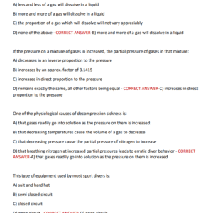 NAUI Scuba Diving Certification Exam 2025~2026 | 300 Real Practice Questions with 100% Correct Verified Answers | Dive Master NAUI Certification Test (NEWEST) | GRADED A+ - Image 4