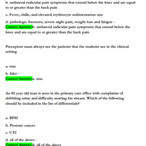 NR511 / NR 511 Final Exam Differential Diagnosis & Primary Care Practicum |100 Actual Questions and Answers Latest Updated 2025/2026 (Graded A+) - Image 3