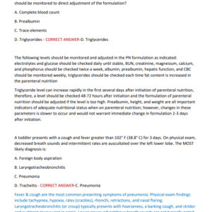 PEDIATRIC NURSING CERTIFICATION BOARD {PNCB}Acute Care ACTUAL EXAM 2025-2026 LATEST VERSION WITH 180 QUESTIONS AND CORRECT ANSWERS GRADED WITH EXPERT EXPLANATIONS A+ all you need to pass PNCB exam - Image 4