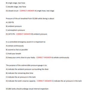 NAUI Scuba Diving Certification Exam 2025~2026 | 300 Real Practice Questions with 100% Correct Verified Answers | Dive Master NAUI Certification Test (NEWEST) | GRADED A+ - Image 3