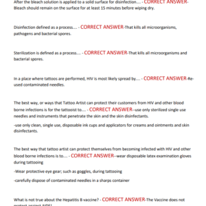 NEW YORK TATTOO LICENSE TEST 2025-2026 WITH 150 PRACTICE QUESTIONS AND CORRECT ANSWERS (100% CORRECT VERIFIED ANSWERS) NY TATTOO LICENSE EXAM PRACTICE EXAM (BRAND NEW!!) - Image 4