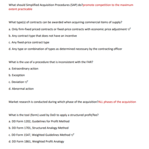 Federal Acquisition Certification in Contracting (FAC-C) Pre-Exam Certification Prep | 2025–2026 | 200 Verified Questions and Correct Answers for Federal Acquisition Certification in Contracting | GRADED A+ - Image 3