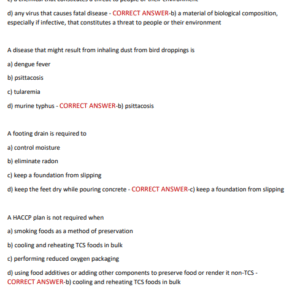 RS/REHS PRACTICE QUESTIONS 2025/2026: MOST TESTED TOPICS WITH CORRECT ANSWERS – REGISTERED SANITARIAN / ENVIRONMENTAL HEALTH SPECIALIST EXAM PREP COVERNG OVER 300 MST TESTED QUESTIONS - Image 4