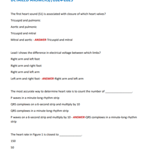 EKG FINAL EXAM LATEST VERSION | 50 QUESTIONS WITH CORRECT DETAILED ANSWERS//2024-2025 - Image 1