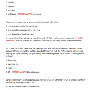 PEDIATRIC NURSING CERTIFICATION BOARD {PNCB} 2025-2026 LATEST VERSION WITH 180 QUESTIONS AND CORRECT ANSWERS GRADED A+ all you need to pass PNCB exam - Image 3