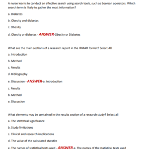 NUR 3405 ACTUAL EXAM 150 QUESTIONS AND CORRECT ANSWERS 2025 LATEST UPDATE//ALL YOU NEED TO PASS NURS 3405 EXAM//GRADED A+ - Image 3