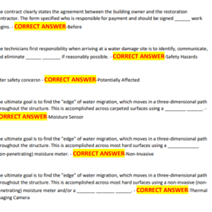 IICRC WRT EXAM 2025-2026 WITH 250 PREP QUESTIONS AND CORRECT ANSWERS/ IICRC WRT TEST PRACTICE QUESTIONS AND CORRECT ANSWERS (BRAND NEW!)COVERING THE MOST TESTED QUESTIONS GRADED A+ - Image 4