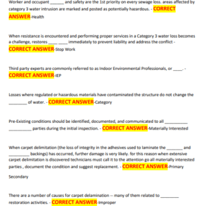 IICRC WRT EXAM 2025-2026 WITH 250 PREP QUESTIONS AND CORRECT ANSWERS/ IICRC WRT TEST PRACTICE QUESTIONS AND CORRECT ANSWERS (BRAND NEW!)COVERING THE MOST TESTED QUESTIONS GRADED A+ - Image 3