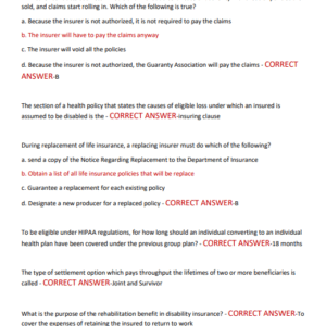 Louisiana Accident, Life & Health Insurance License Exam | 2025–2026 | Complete Exam Prep with 100 Verified Questions and Correct Answers | GRADED A+ - Image 4