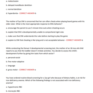 PEDIATRIC NURSE PRACTITIONER {PNP} 2025-2026 300 QUESTINS WITH DETAIED ANSWERS AREADY GRADED A+ - Image 5