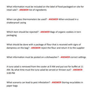 Walmart Food/Safety Test Questions With 100% Correct Answers!! 2025 ALL QUESTIONS COVERED - Image 4