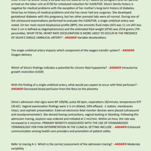 AWHONN Advanced FHM Course Exam Answers & Answers 2024 ( A+ GRADED 100% VERIFIED)// CASE STUDY - Image 1