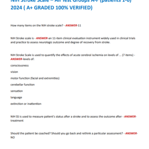 NIH Stroke Scale – All Test Groups A-F (patients 1-6) 2024 ( A+ GRADED 100% VERIFIED) - Image 1