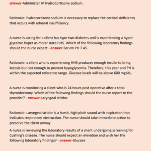 RN TARGETED ENDOCRINE NEWEST 2024 ACTUAL EXAM 100 QUESTIONS AND CORRECT DETAILED ANSWERS WITH RATIONALES (VERIFIED ANSWERS) |ALREADY GRADED A - Image 3