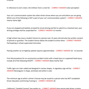 California Driving Instructor Licensing 200 QUESTIONS ANDS CORRECT ANSWERS 2025-2026 LATEST ALREADY GRADED A+ - Image 4