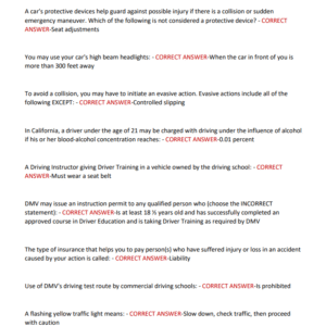 California Driving Instructor Licensing 200 QUESTIONS ANDS CORRECT ANSWERS 2025-2026 LATEST ALREADY GRADED A+ - Image 3