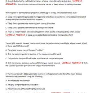 ABDSM (American Board of Dental Sleep Medicine) Exam Review | 2025–2026 | 350 Complete Guide with Verified Questions and Correct Answers for Dental Sleep Medicine Certification | GRADED A+ - Image 3