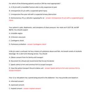 EMT FINAL PRACTICE FISDAP QUESTIONS AND CORRECT ANSWERS 2024-2025 LATEST UPDATES//GRADED A - Image 4