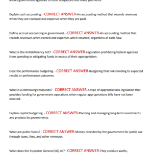 CGFM Exam 1 – Governmental Environment | 2024/2025 LATEST EDITION | 200 Prep Questions with 100% Correct Verified Answers | NEW! | GRADED A+ - Image 3