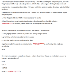 PHLEBOTOMY CERTIFICATION EXAM (2025 > 2026) | LATEST UPDATED EXAM COVERING 250 MOST TESTED QUESTIONS – GRADED A+ - Image 4