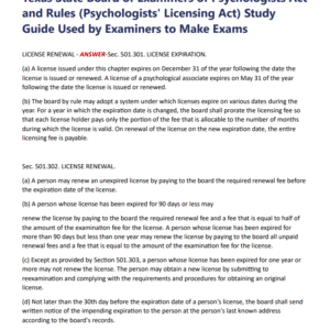 Texas State Board of Examiners of Psychologists Act and Rules (Psychologists' Licensing Act) Study Guide Used by Examiners to Make Exams - Image 1