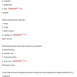 PHLEBOTOMY CERTIFICATION EXAM (2025 > 2026) | LATEST UPDATED EXAM COVERING 250 MOST TESTED QUESTIONS – GRADED A+ - Image 3