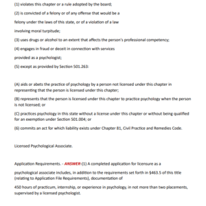Texas State Board of Examiners of Psychologists Act and Rules (Psychologists' Licensing Act) Study Guide Used by Examiners to Make Exams - Image 3