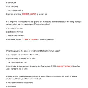 C202 Managing Human Capital Final Exam Prep Quiz Covering WGU C202 Final Exam Practice 100 Questions with Correct Answers Latest covering most latest questions - Image 3